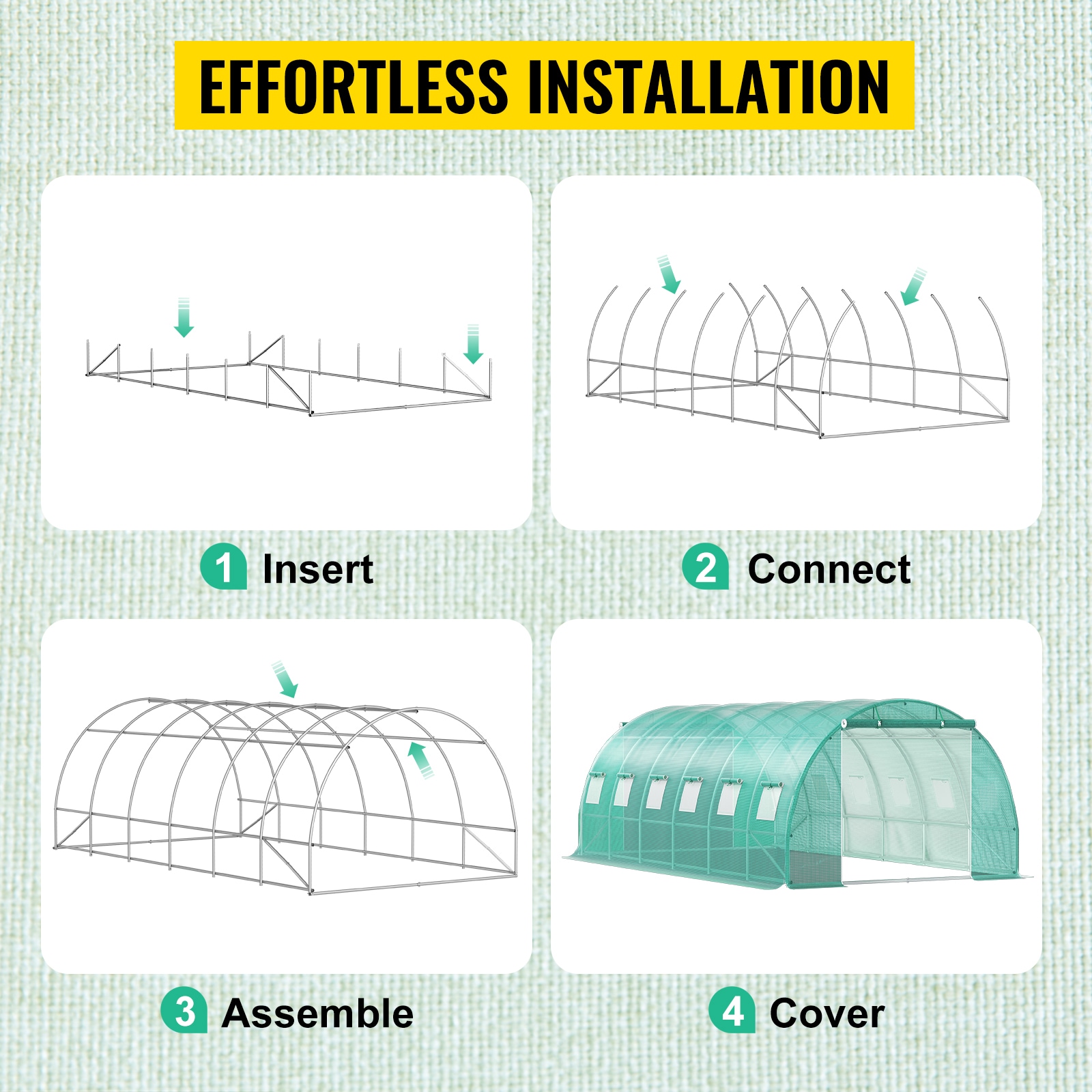 Walk-in Tunnel Greenhouse, 20 X 10 X 7 Ft Portable Plant Hot House W/ Galvanized Steel Hoops, 3 Top Beams, Diagonal Poles, 2 Zippered Doors & 12 Roll-up Windows, Green_maomaolike.com